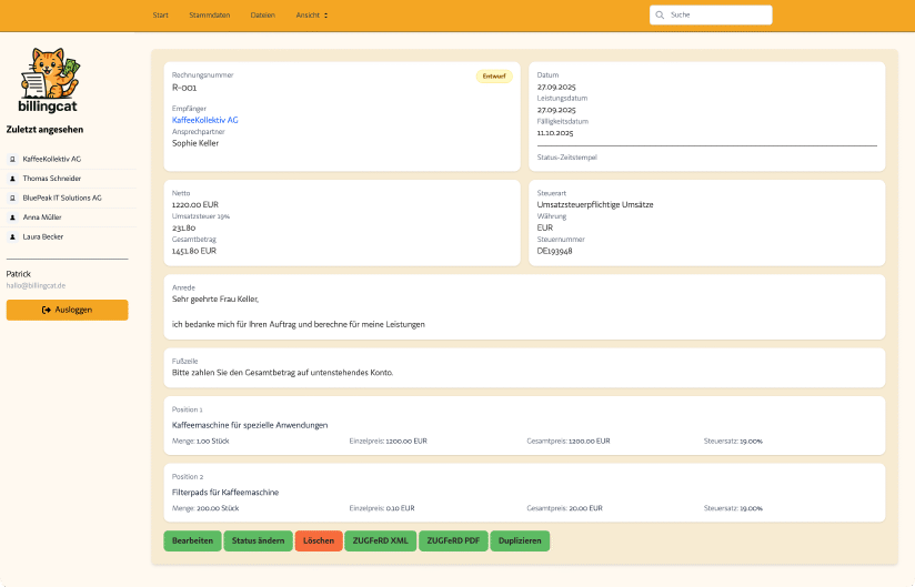 CRM Software für E-Rechnungen